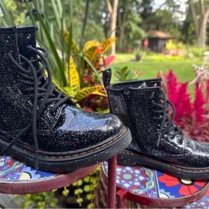 Dr. Martens Kids Black Glitter Boots